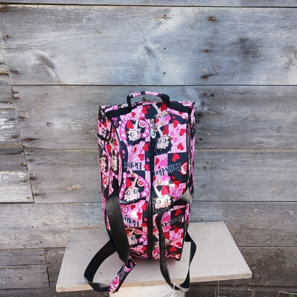 2019 King Features Syndicate Betty Boop  Roll Away Duffle Travel Bag Pink,Black - Picture 4 of 11
